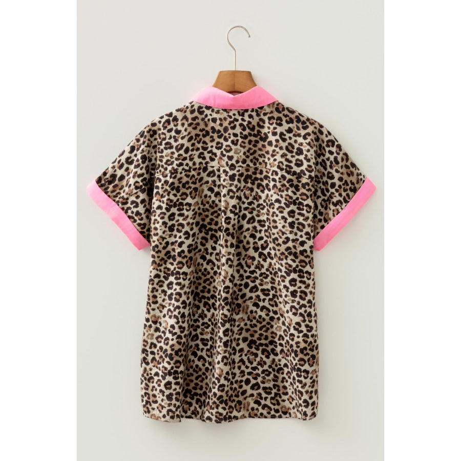 Leopard Print Short Sleeve Shirt Apparel and Accessories