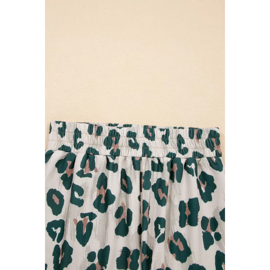 Leopard Print Short Sleeve Top and Shorts Set Apparel and Accessories