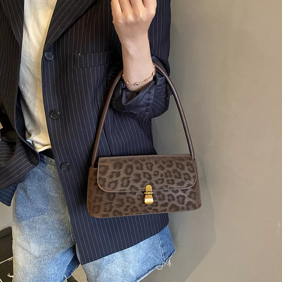 Leopard Print Shoulder Bag Taupe / One Size Apparel and Accessories