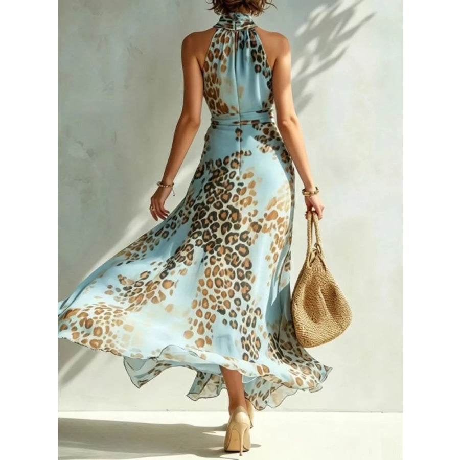 Leopard Print Sleeveless Maxi Dress Apparel and Accessories