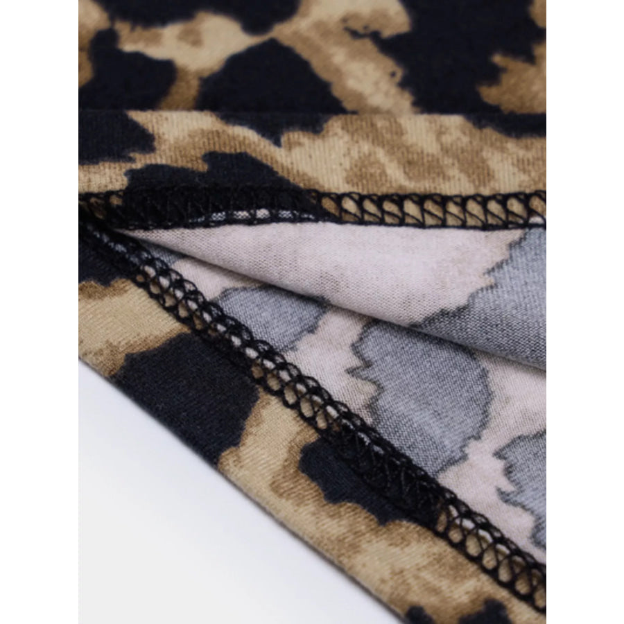 Leopard Print Spaghetti Strap Midi Dress Apparel and Accessories