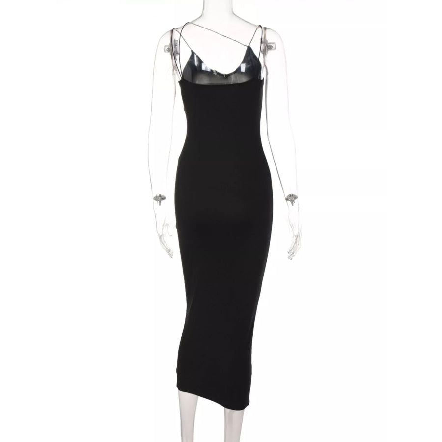 Leopard Print Spaghetti Strap Midi Dress Apparel and Accessories