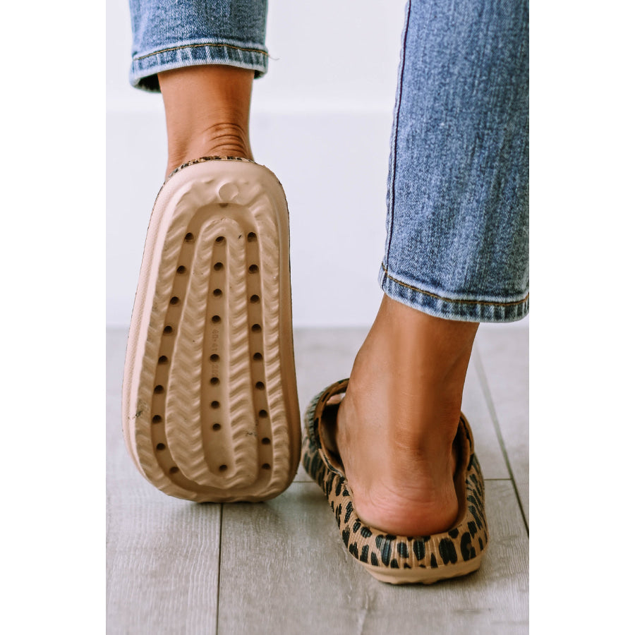Leopard Print Thick Sole Slip On Slippers Shoes & Bags/Slippers