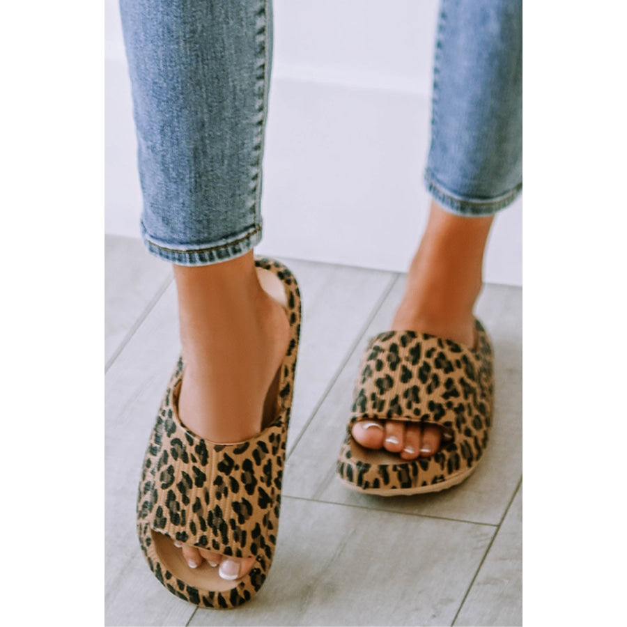 Leopard Print Thick Sole Slip On Slippers Shoes & Bags/Slippers