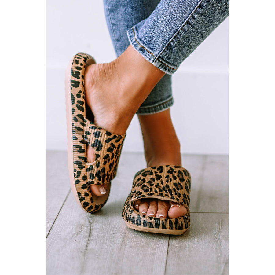 Leopard Print Thick Sole Slip On Slippers Shoes & Bags/Slippers