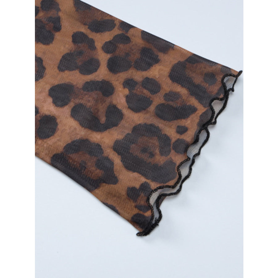 Leopard Print Tie Front Blouse Apparel and Accessories