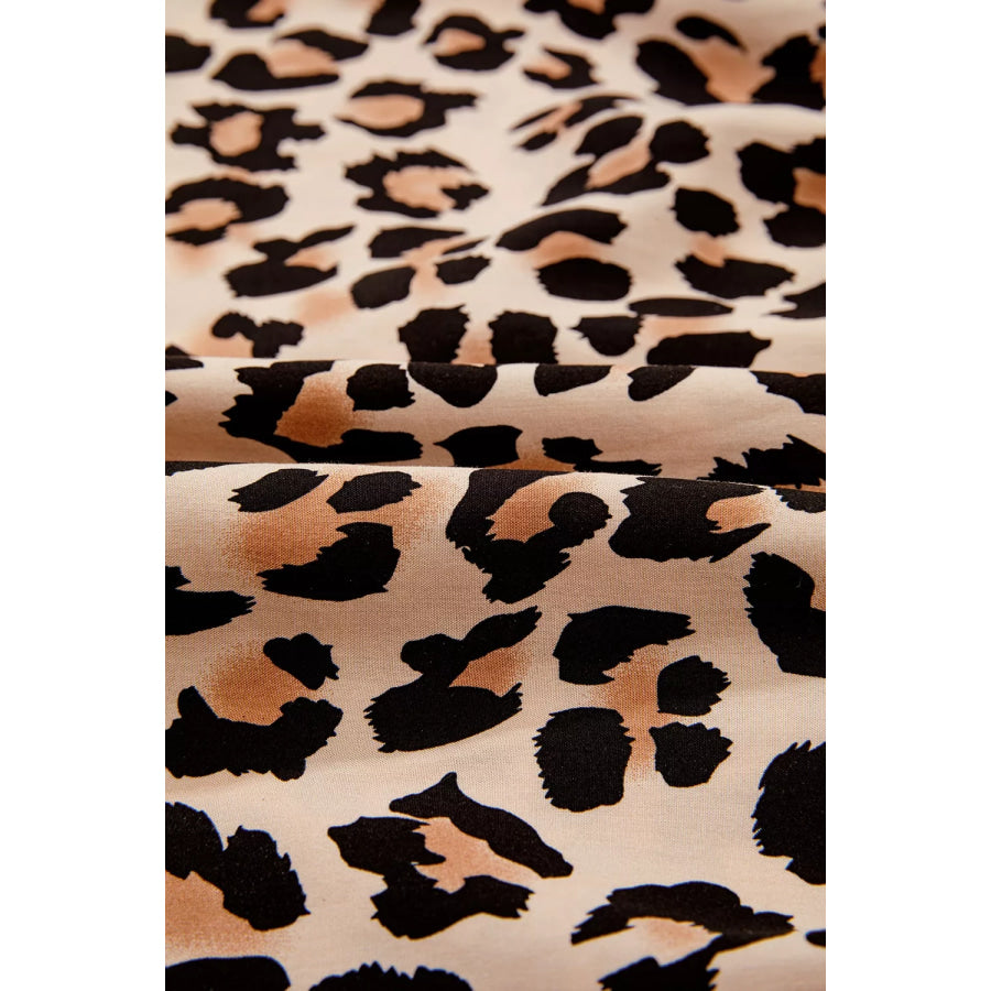 Leopard Print Tie-Neck Blouse Apparel and Accessories