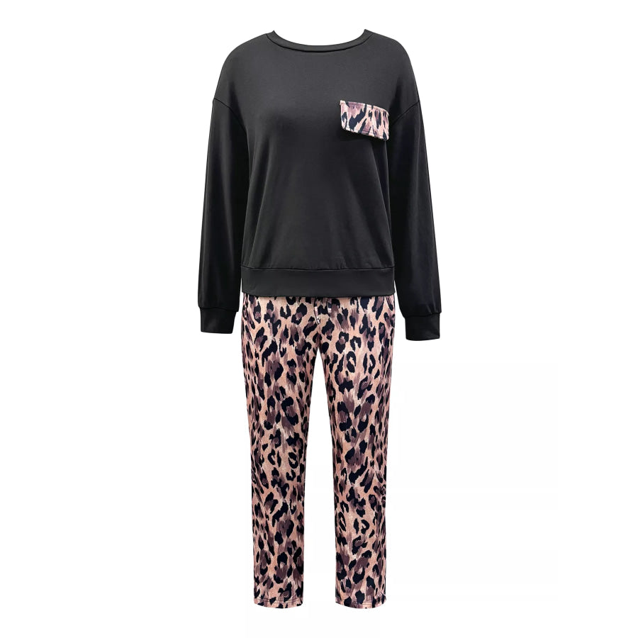 Leopard Print Top and Pants Set Apparel and Accessories