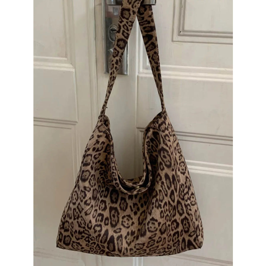 Leopard Print Tote Bag Khaki / One Size Apparel and Accessories