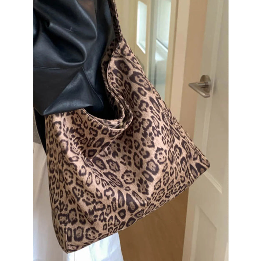 Leopard Print Tote Bag Khaki / One Size Apparel and Accessories