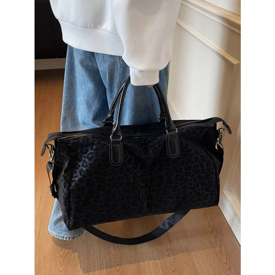 Leopard Print Travel Bag Black / One Size Apparel and Accessories