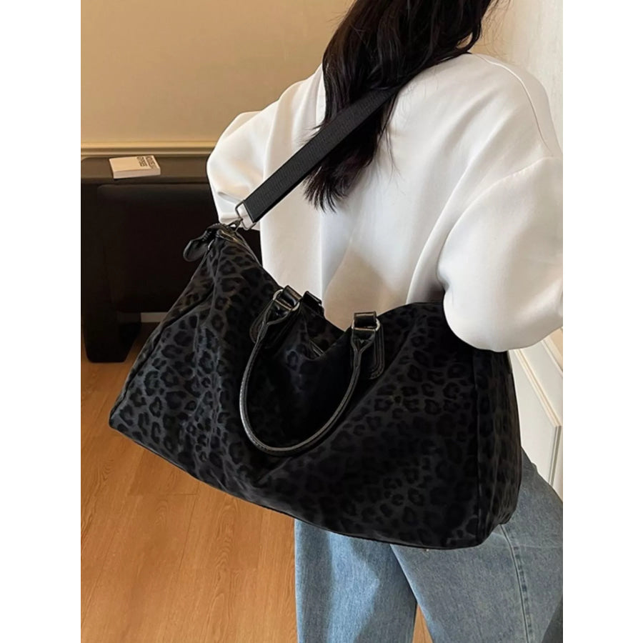 Leopard Print Travel Bag Black / One Size Apparel and Accessories
