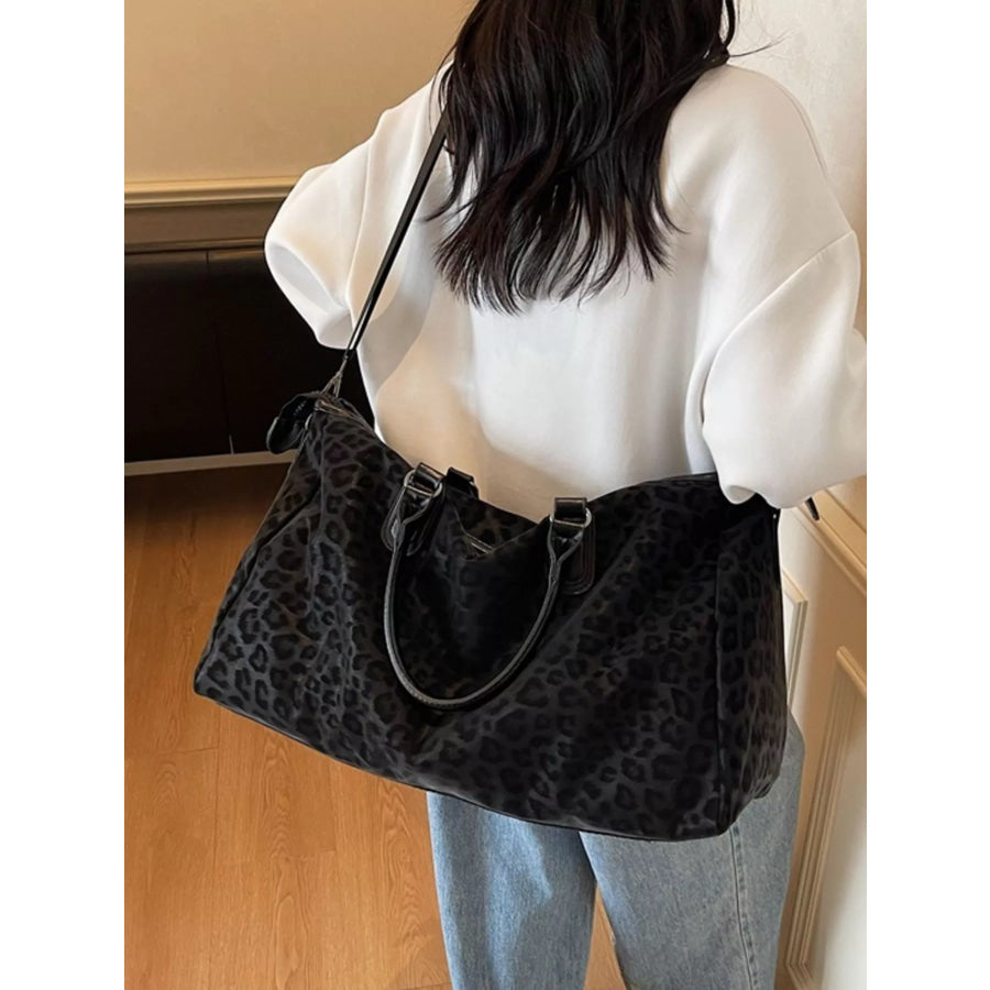 Leopard Print Travel Bag Black / One Size Apparel and Accessories