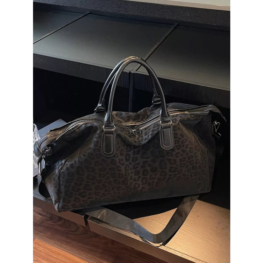 Leopard Print Travel Bag Black / One Size Apparel and Accessories