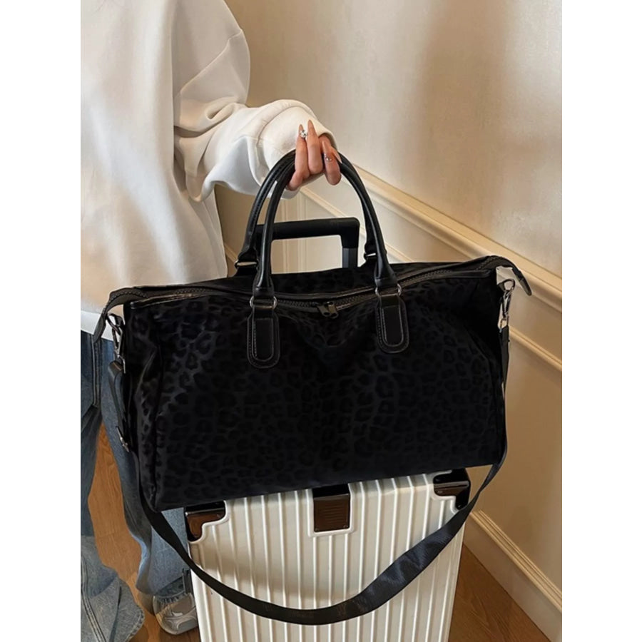 Leopard Print Travel Bag Black / One Size Apparel and Accessories
