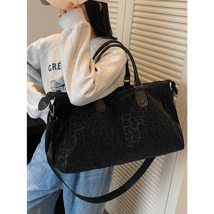 Leopard Print Travel Bag Black / One Size Apparel and Accessories