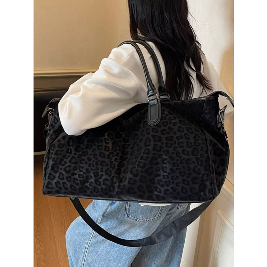 Leopard Print Travel Bag Black / One Size Apparel and Accessories
