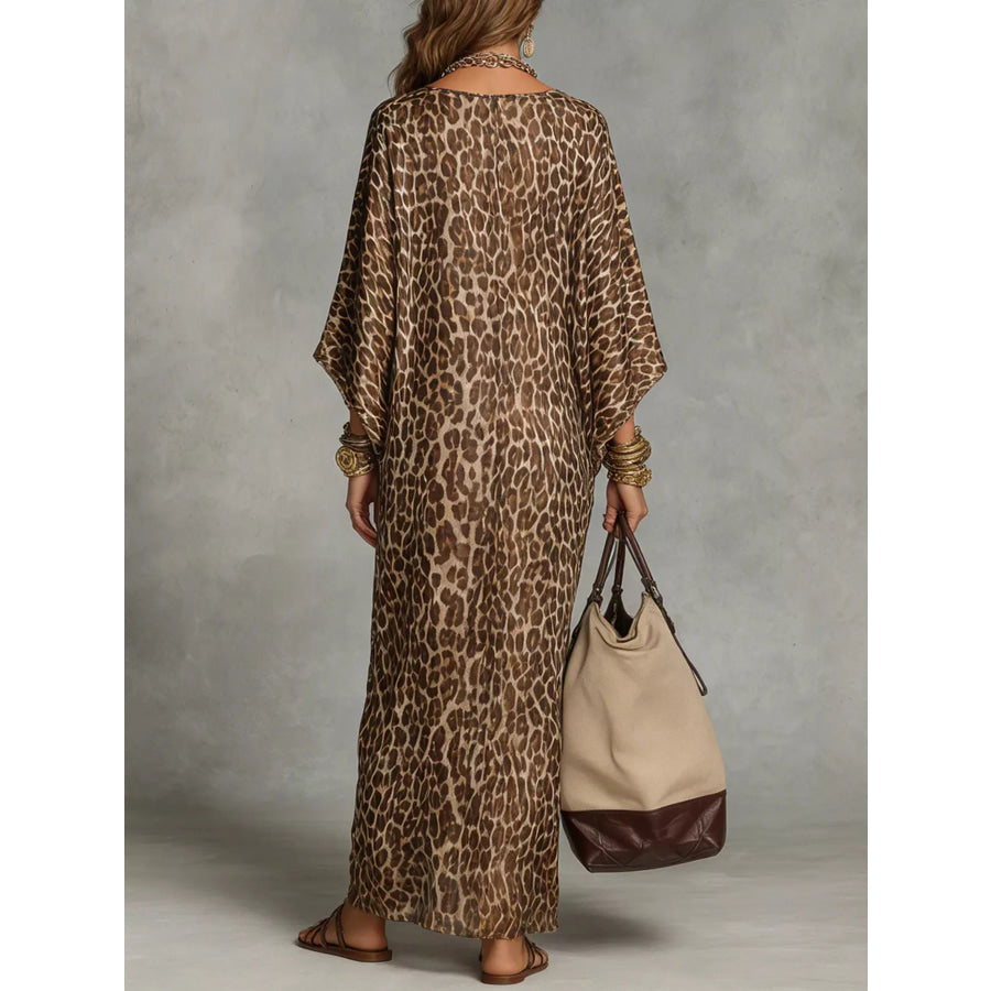 Leopard Print V-Neck Maxi Dress / S Apparel and Accessories