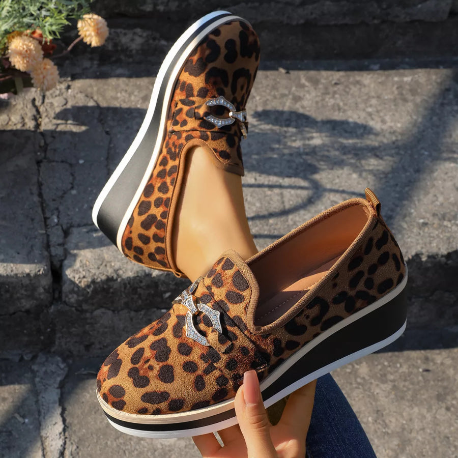 Leopard Print Wedge Loafers Apparel and Accessories