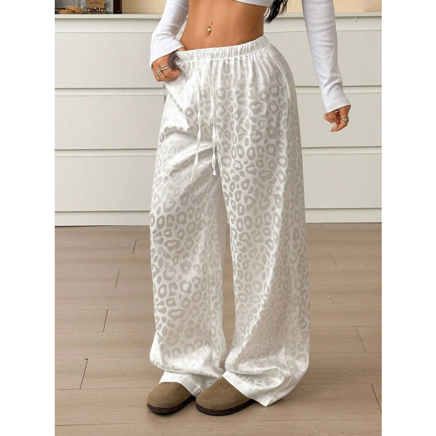 Leopard Print Wide Leg Pants Apparel and Accessories