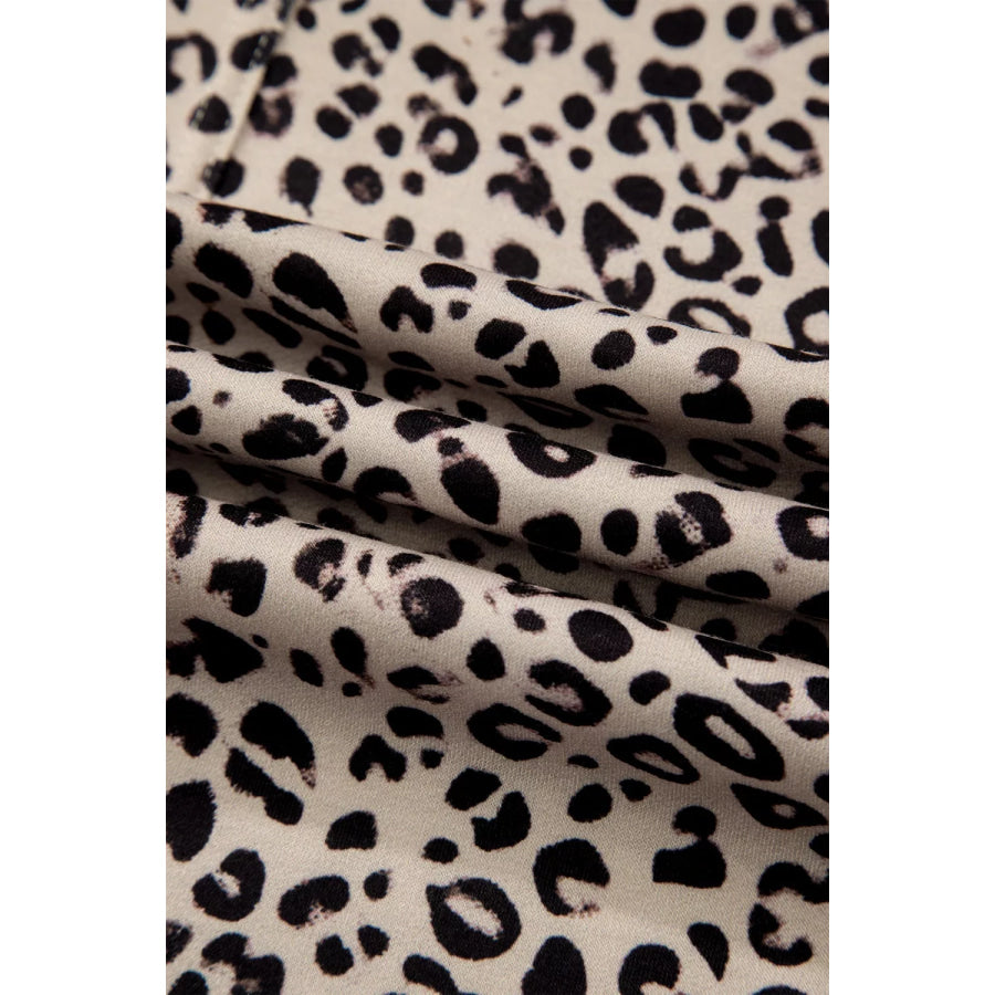 Leopard Print Wide-Leg Pants with Drawstring Apparel and Accessories