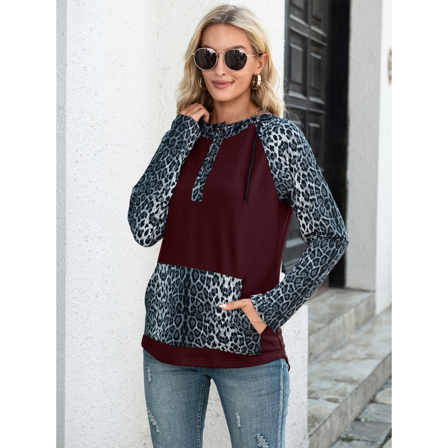 Leopard Raglan Sleeve Hoodie