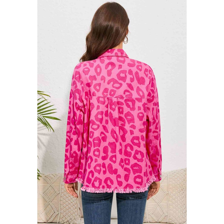 Leopard Raw Hem Jacket