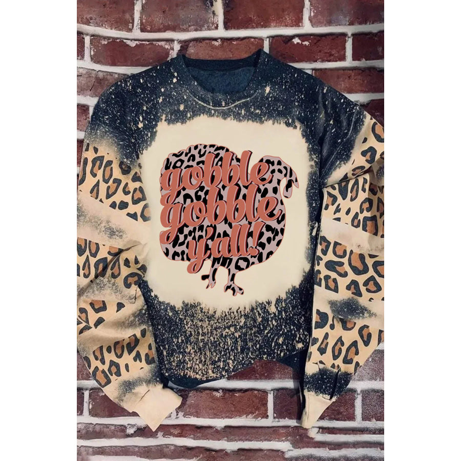 Leopard Round Neck Long Sleeve Sweatshirt Apparel and Accessories