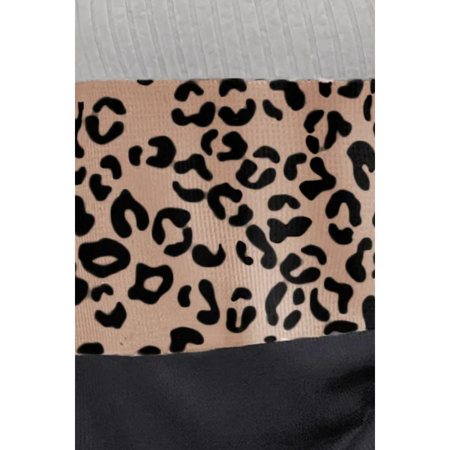 Leopard Round Neck Long Sleeve Top Apparel and Accessories