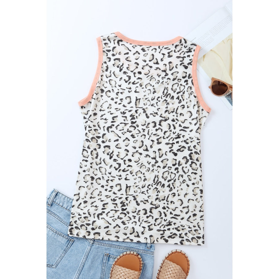 Leopard Round Neck Sleeveless Tank