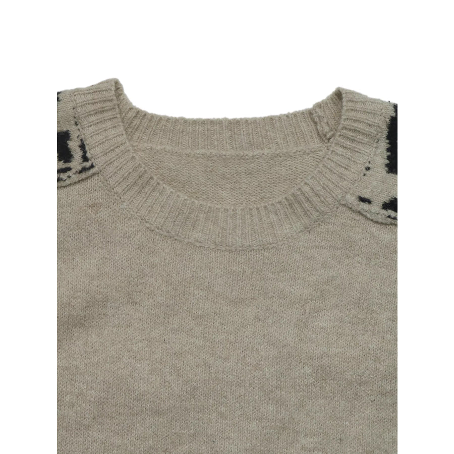Leopard Round Neck Sweater Apparel and Accessories