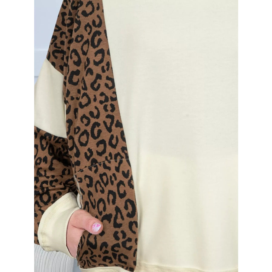 Leopard Round Neck Sweatshirt Apparel and Accessories
