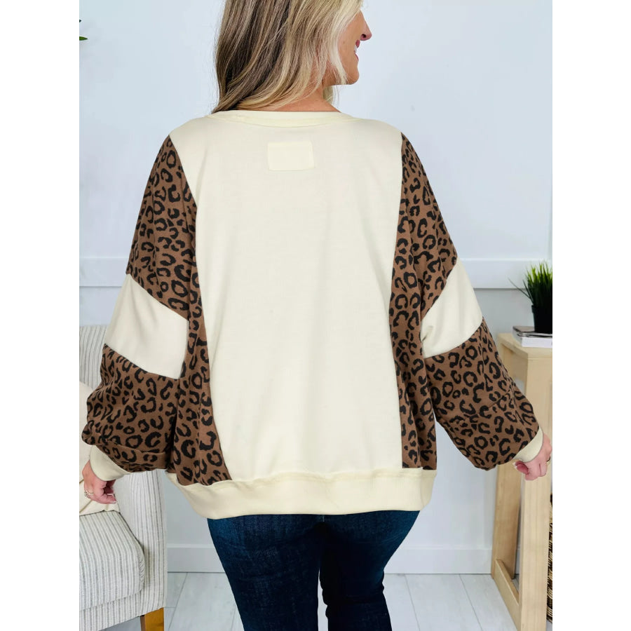Leopard Round Neck Sweatshirt Apparel and Accessories
