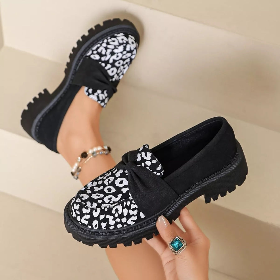 Leopard Round Toe Loafers Apparel and Accessories
