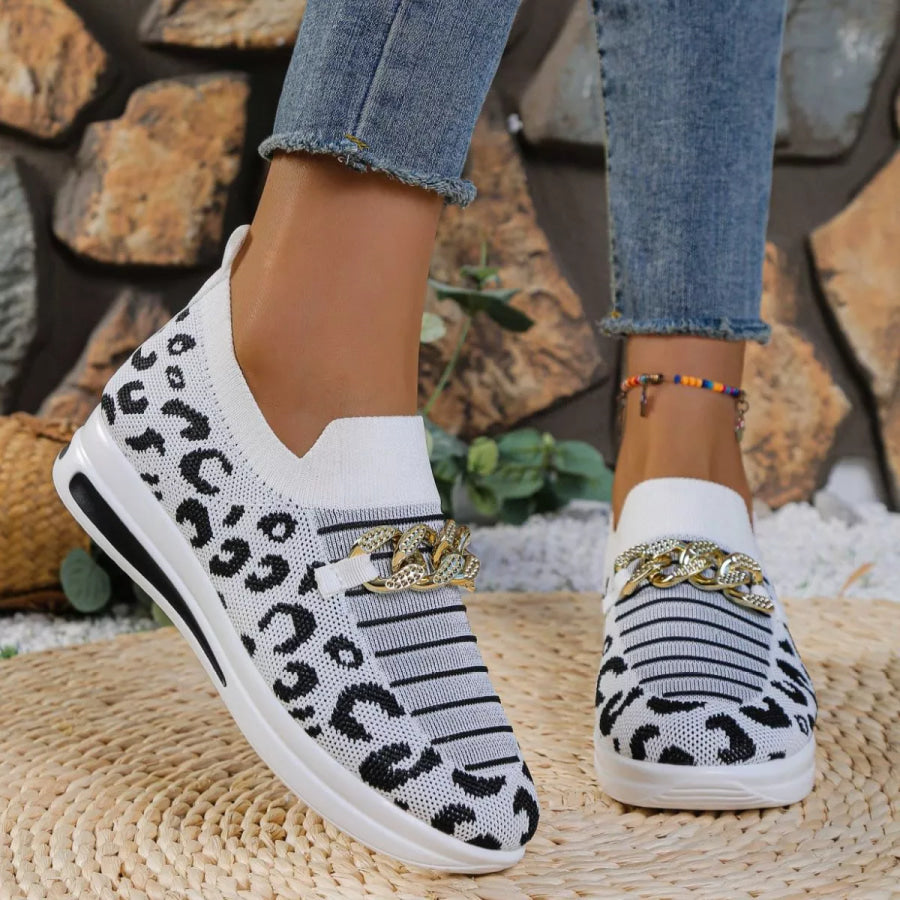 Leopard Round Toe Slip Ons Apparel and Accessories