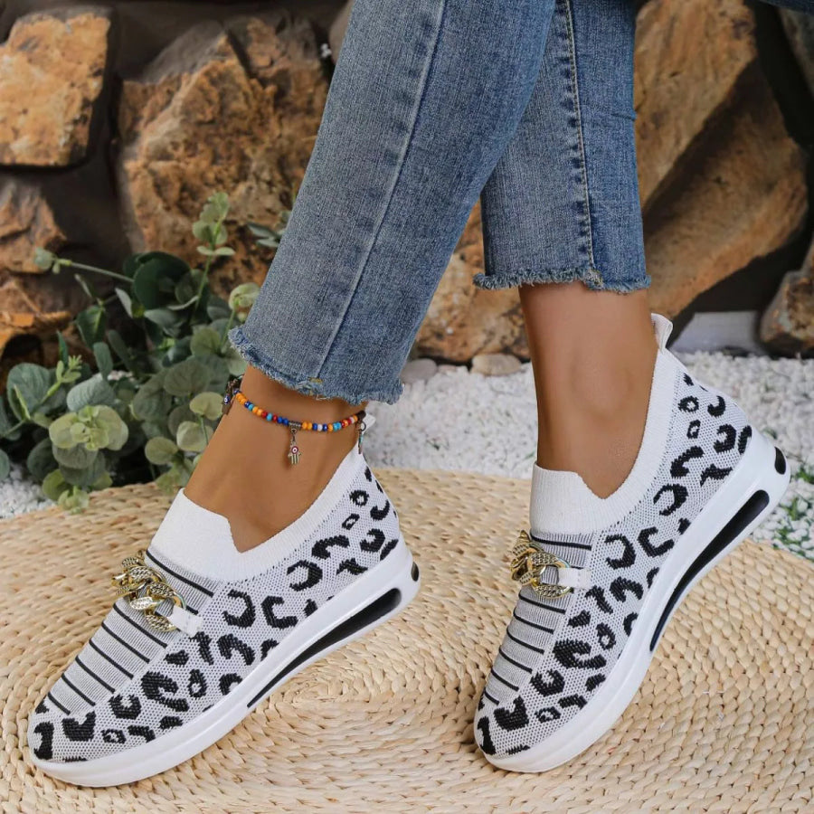 Leopard Round Toe Slip Ons Apparel and Accessories