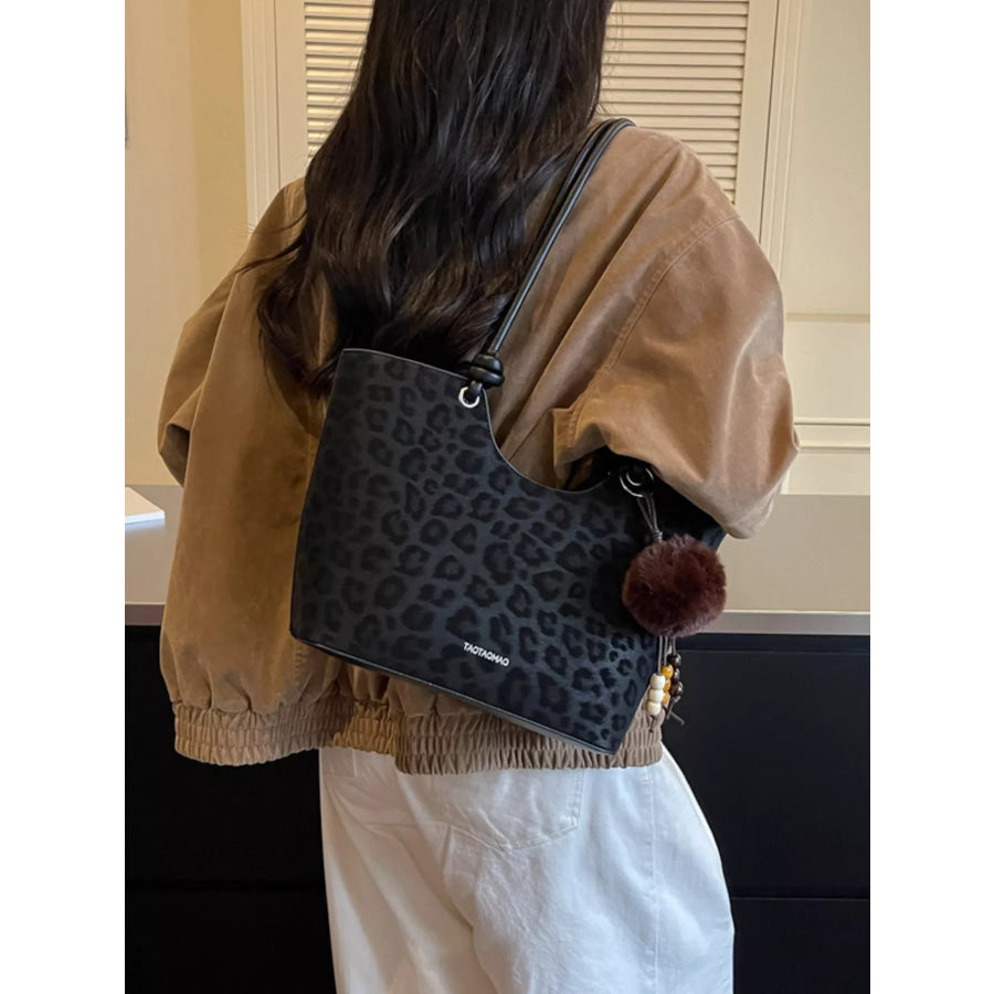 Leopard Shoulder Bag Black / One Size Apparel and Accessories