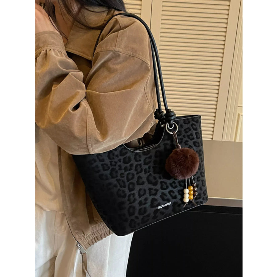 Leopard Shoulder Bag Black / One Size Apparel and Accessories