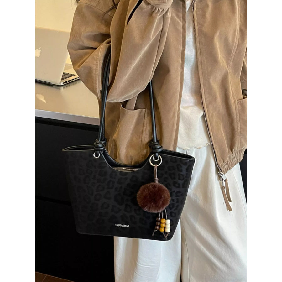 Leopard Shoulder Bag Black / One Size Apparel and Accessories