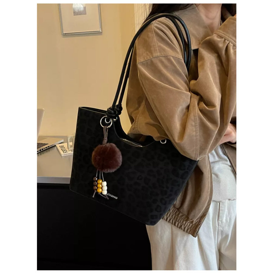 Leopard Shoulder Bag Black / One Size Apparel and Accessories