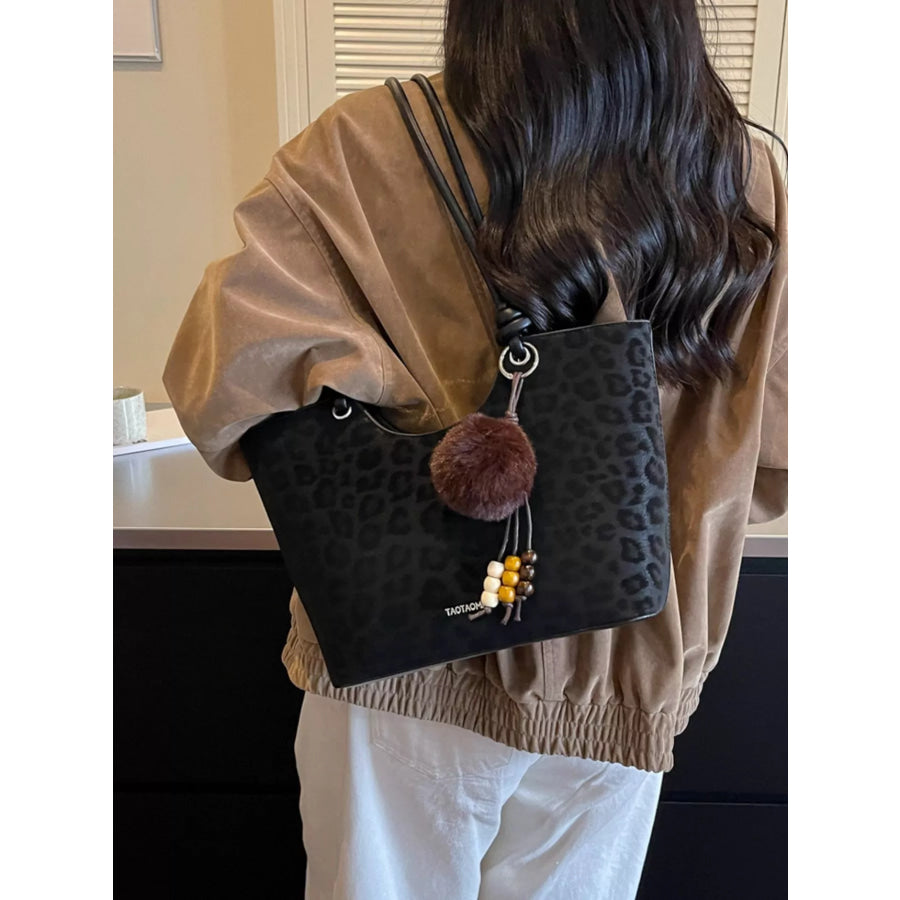 Leopard Shoulder Bag Black / One Size Apparel and Accessories