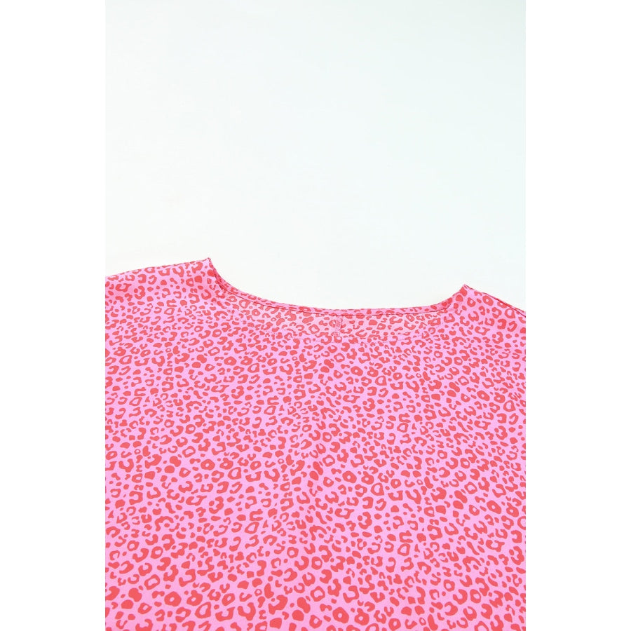 Leopard Smocked Flounce Sleeve Blouse