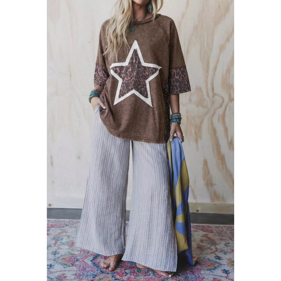 Leopard Star Patch T-Shirt Apparel and Accessories