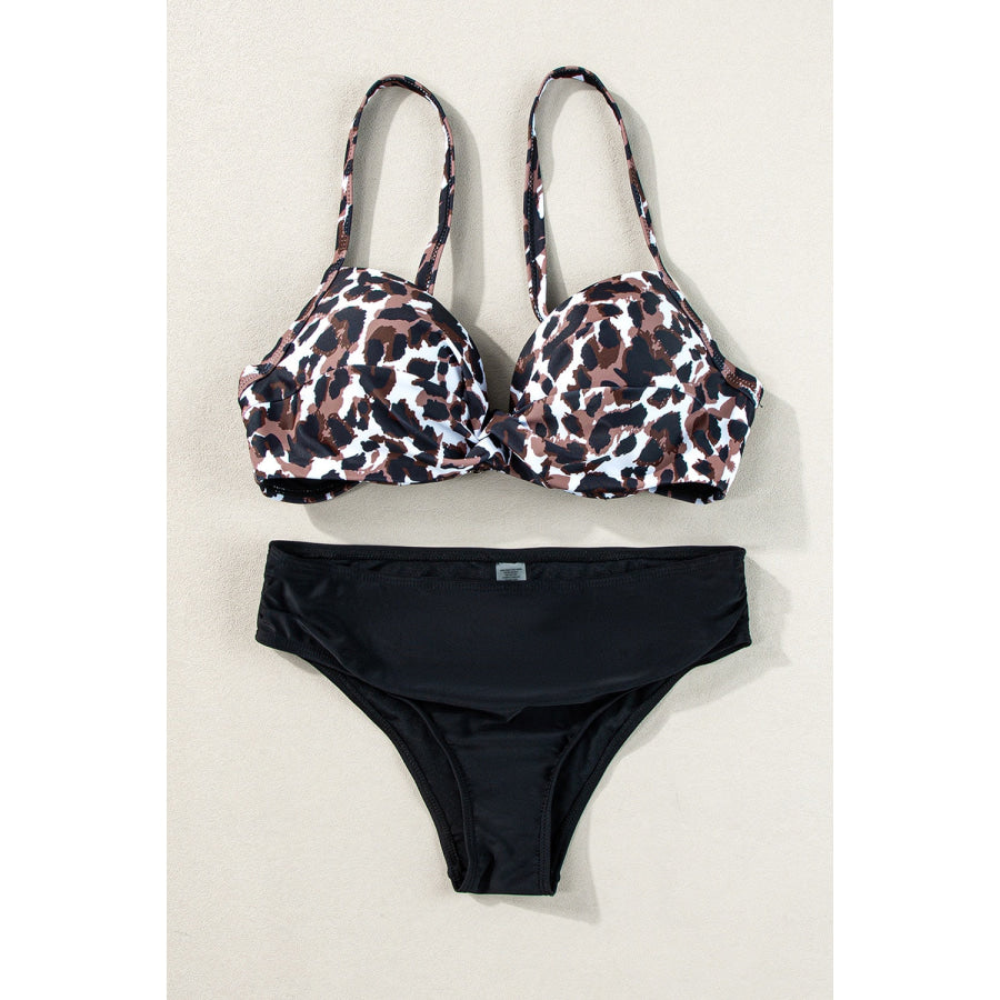 Leopard Sweetheart Neck Bikini Set Apparel and Accessories