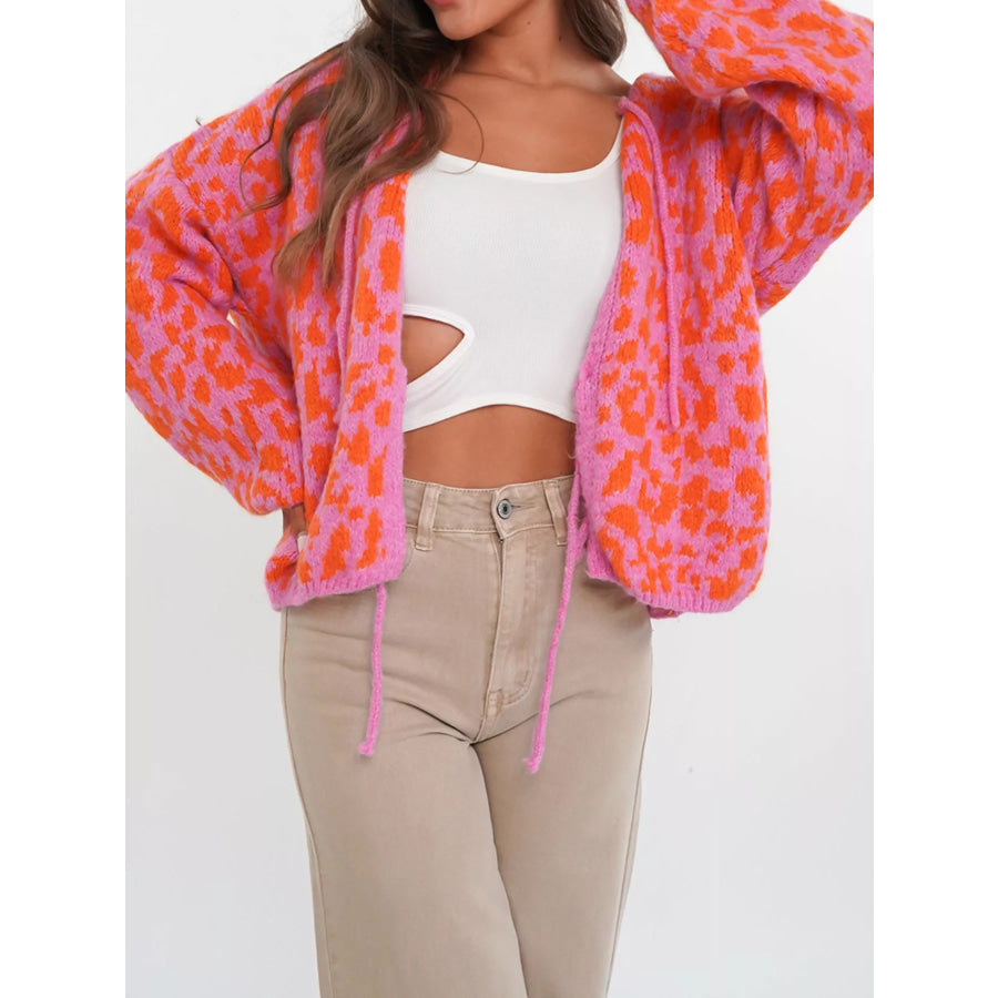 Leopard Tie-Front Cardigan Apparel and Accessories