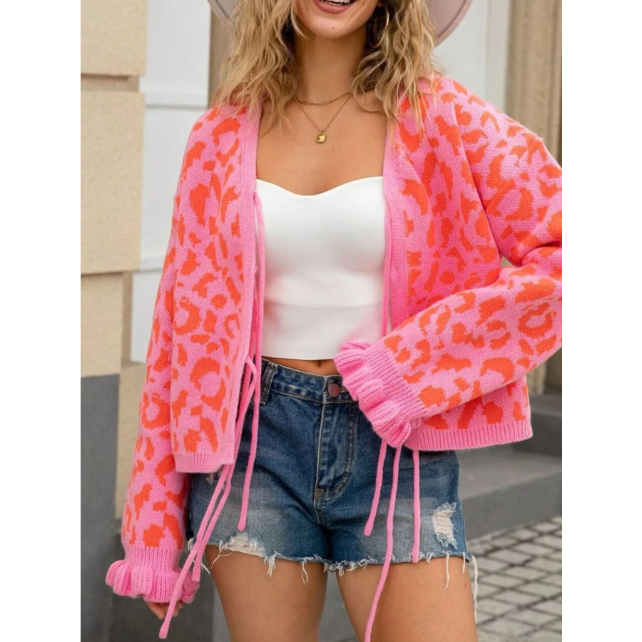 Leopard Tie-Front Cardigan Apparel and Accessories