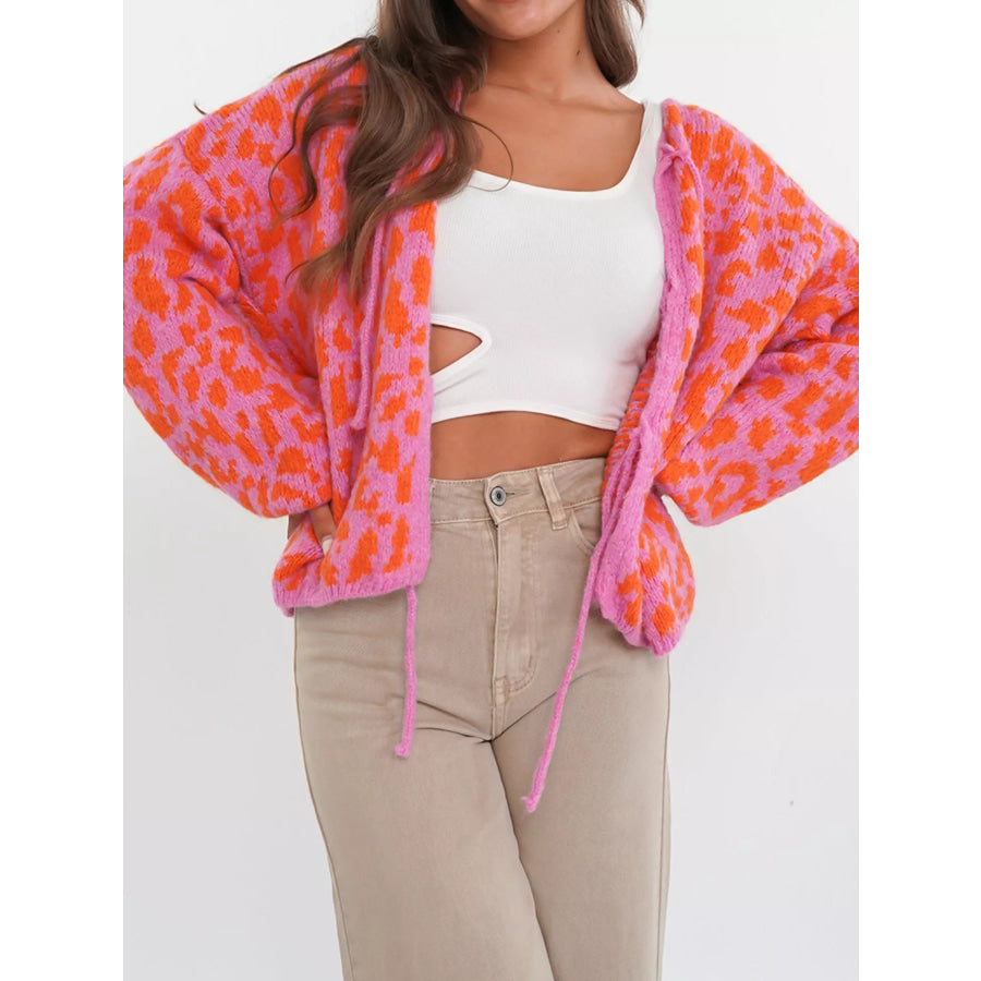 Leopard Tie-Front Cardigan Apparel and Accessories