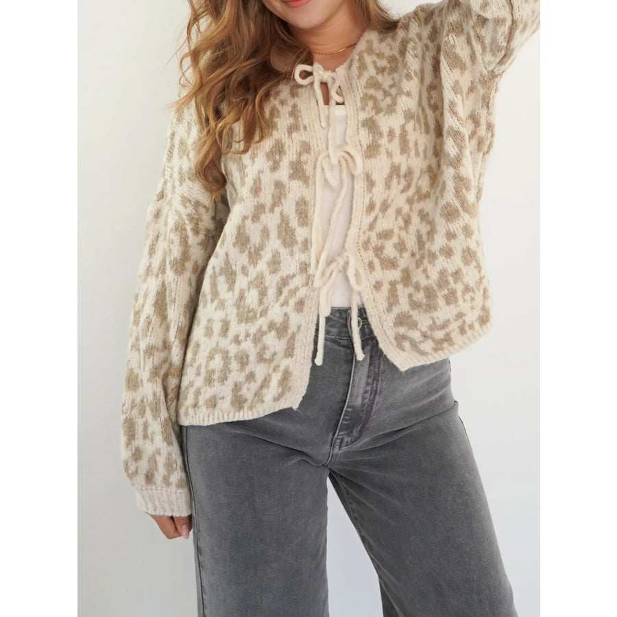 Leopard Tie-Front Cardigan Apparel and Accessories