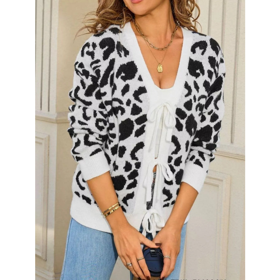Leopard Tie-Front Cardigan Apparel and Accessories