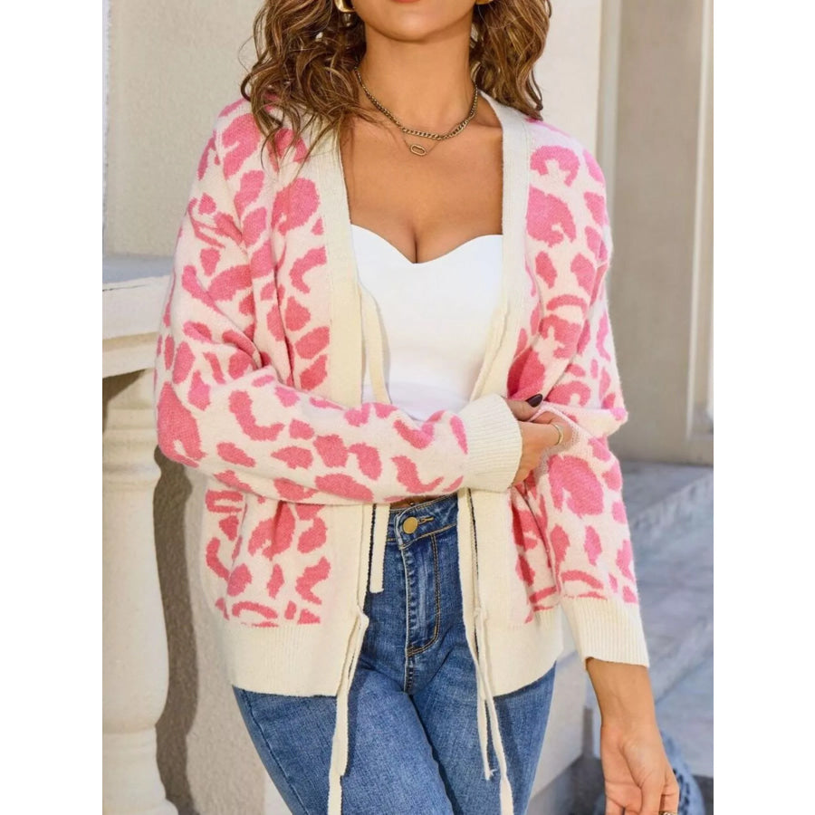 Leopard Tie-Front Cardigan Apparel and Accessories